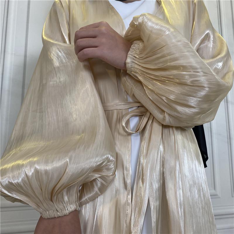 2022 Satin Long Muslim Robe Cardigan 