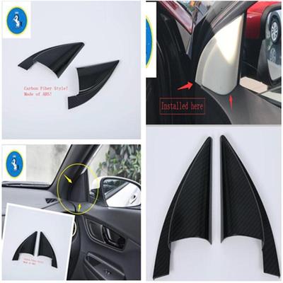 Pour Hyundai Kona 2018 - Fibre de Carbone Auto Montant de Pilier A de Fenêtre Intérieure Cadre Triangle Cache Garniture Accessoires Intérieurs