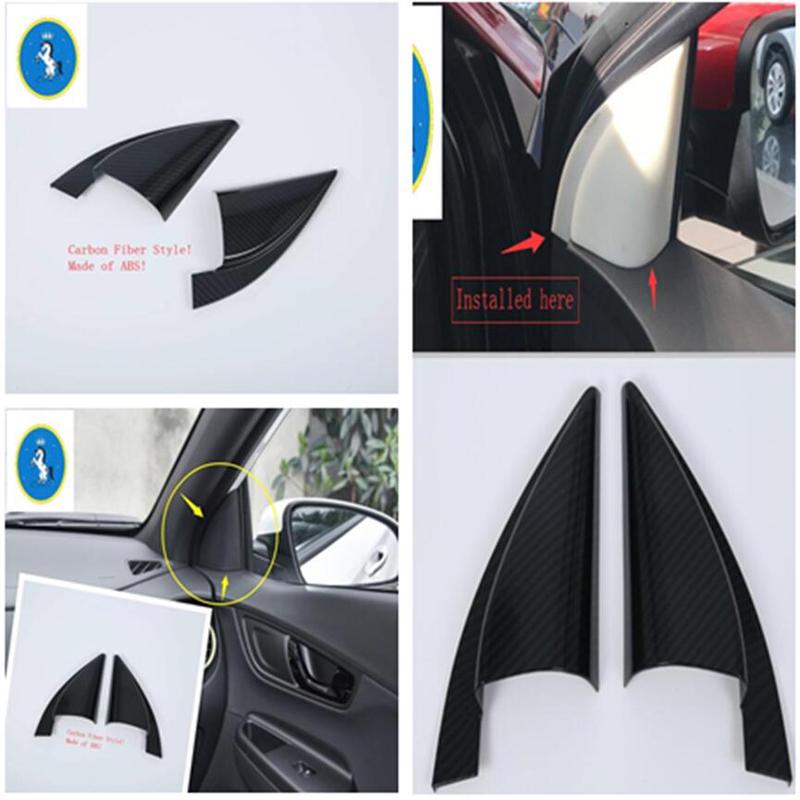 

For Hyundai Kona 2018 - Carbon Fiber Auto Inner Window A Pillar Post Triangle Decor Frame Cover Trim Interior Accessories