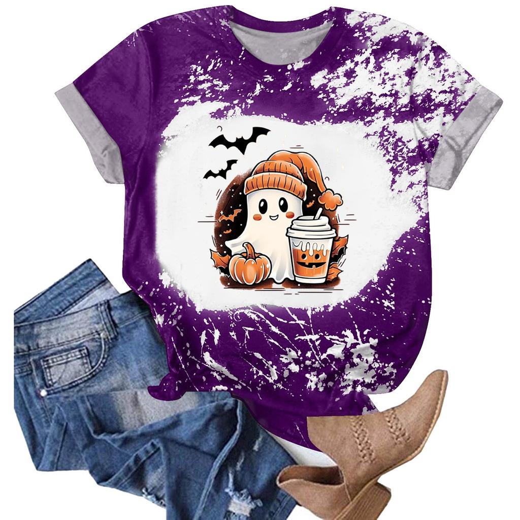Halloween Shirts for Women Cute Shirt Fall Tshirt Gradient Graphic Tees Casual Short Sleeve Tops