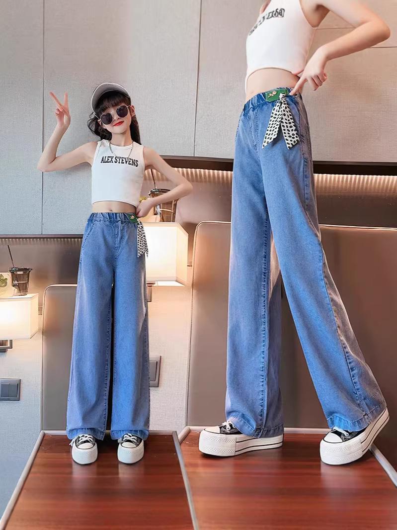 Girls Medium-Large Tencel Summer Pants - Soft, Breathable, Stylish, Comfortable, Loose Fit, Narrow & Wide Leg Options 130cm