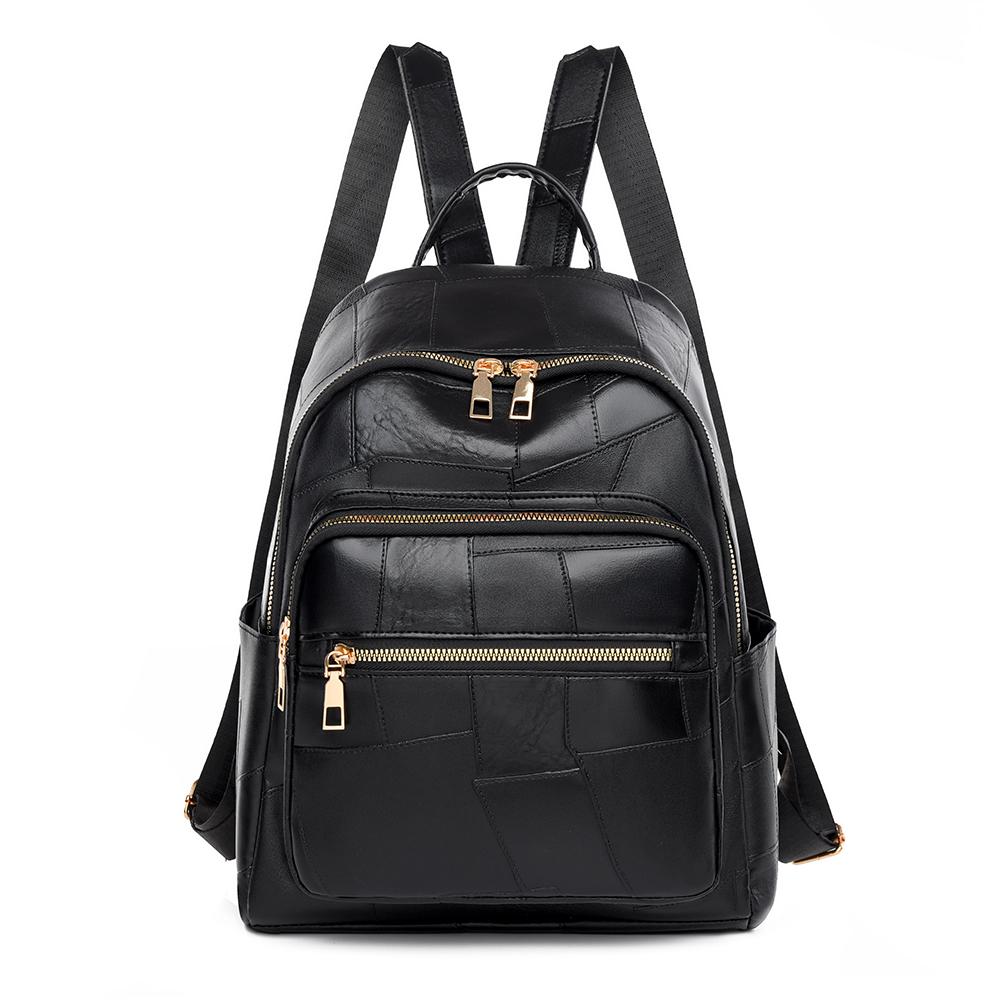 

Женский мягкий кожаный рюкзак, большая вместимость, дорожная сумка на молнии, легкий рюкзак чёрный