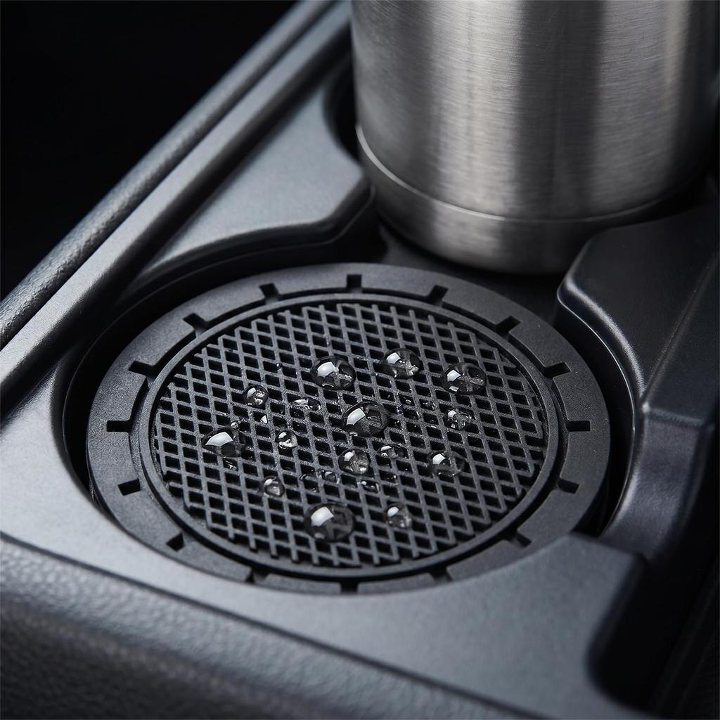 BLOOPIC Car Coasters Universal Silicone Car Interior 70mm for Drink Black Non-Slip (2-Pack) Coasters, Vinyl, Flexible, Heat-Insulating,
