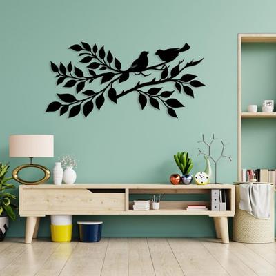 3D Metal Wall Art Birds On Branch Nature Home Decor Outdoor Garden Sculpture