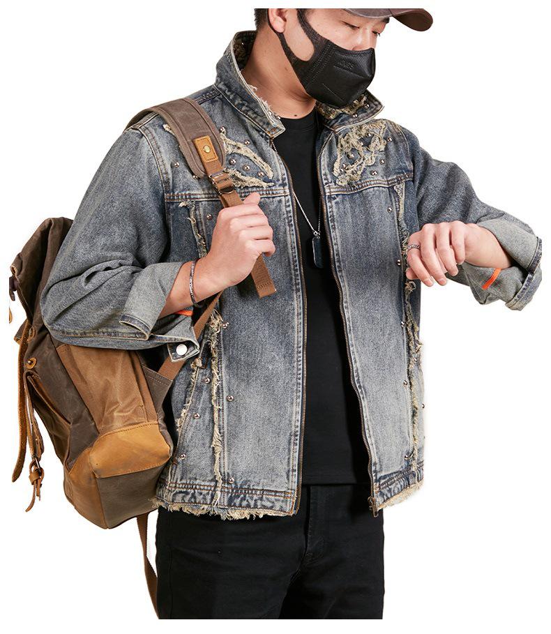Xintang Men's Plus Size Casual Retro Denim Zipper Jacket - Spring Collection