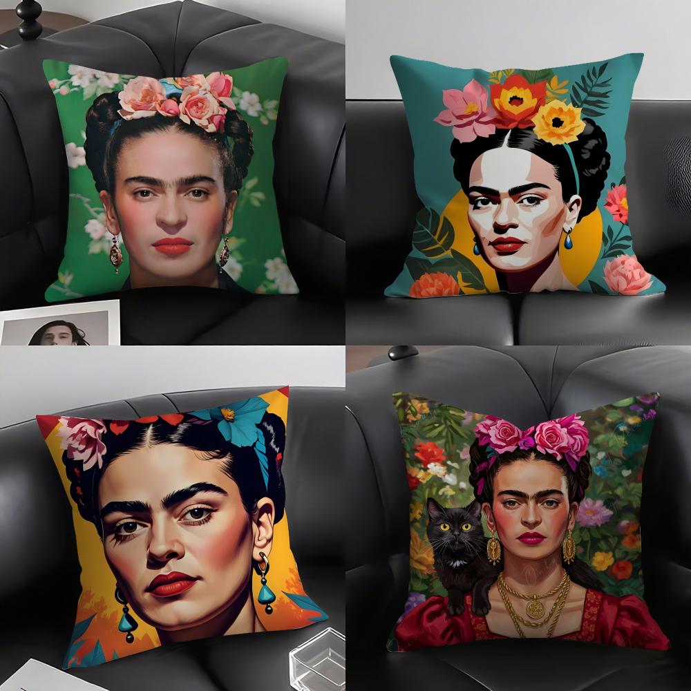F-Fridas Painting Art Fashion Cushion Cover Pillowcase Ultra Soft Skin Friendly Fabric Cloud Like Comfort & Concealed Zipper