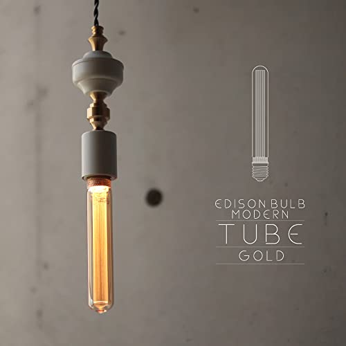 E26 Edison Bulb, LED Bulb, Modern (Tube Gold), Nostalgia, 10W Equivalent, 2000K, Dimmable, Warm White, Bare Edison Bulb, Retro Lighting, Dimmable