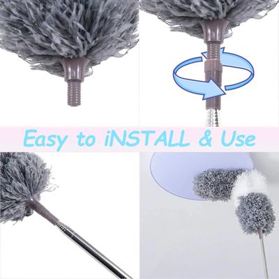 Telescopic Washable Duster Long Extendable 250 Cm Multifunctional Microfibre Brush Gap Mop for Spider Web Remover Dust Cleaning