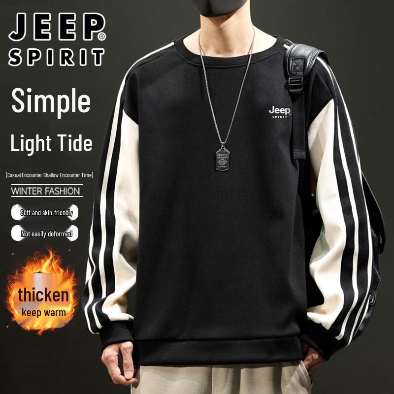 JEEP SPIRIT Men's Casual Round Neck Long Sleeve Sweatshirt