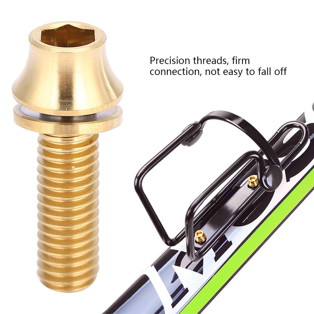 Bicycle Titanium Alloy Water Bottle Cage Screw Bolt M5x12 16mm with Washer (Gold M5x16)