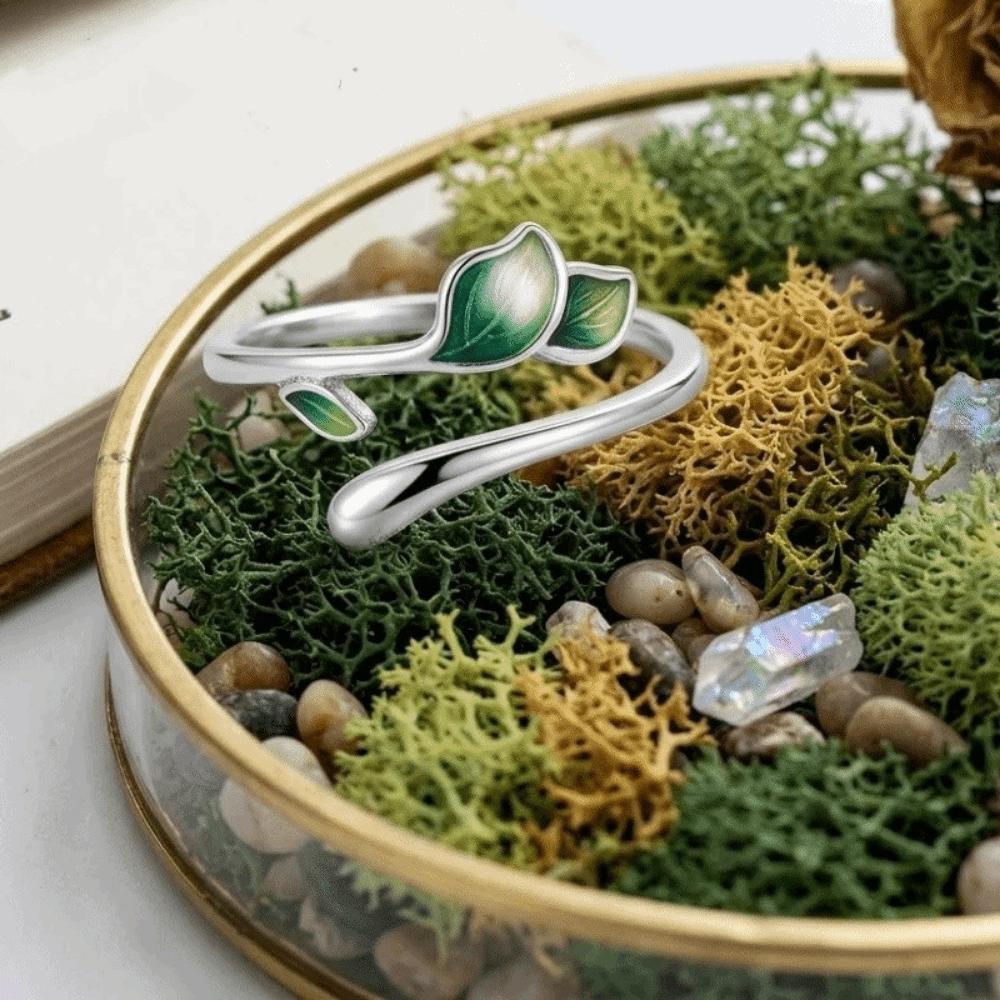Adjustable Leaf Opening Ring Irregular Women's Ring Fashion Enamel Leaf Ring  Daily Wear