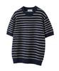 UNTAPPED STUDIO [2Pack] Linen Crochet Round Stripe Short Sleeve Knit 5 Colors (Type B)