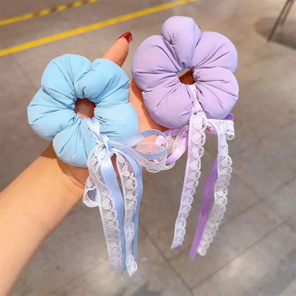 Exaggerated Children's Flower Scrunchies Ribbon Braid Hair Ring Large Hair Scrunchies Daily