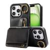 Luxury Leather Card Bag Slot Phone Case for IPhone 16 15 14 16E 13 12 17 Pro Max Plus Cases Stand Sleeve Cover with Wrist Band