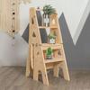 Solid Wood Multifunctional Folding Footstool and Ladder Chair