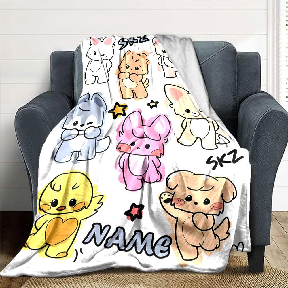 Customizable Kpop Team7 Throw Blanket – Personalized Name, All-Season Cozy Snug Blanket, Machine Washable, Personalized Blanket