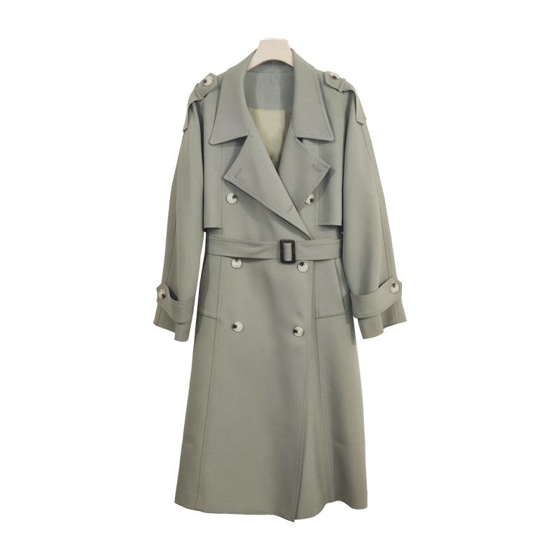Spring and Autumn New Korean Temperament Wear Double-breasted Long Strap Suit Coat