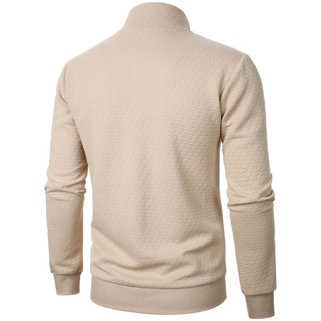 New Men's New Colourful Zip Stand-up Collar Sweater Jacket Men's Casual Jacquard Cardigan Sweater