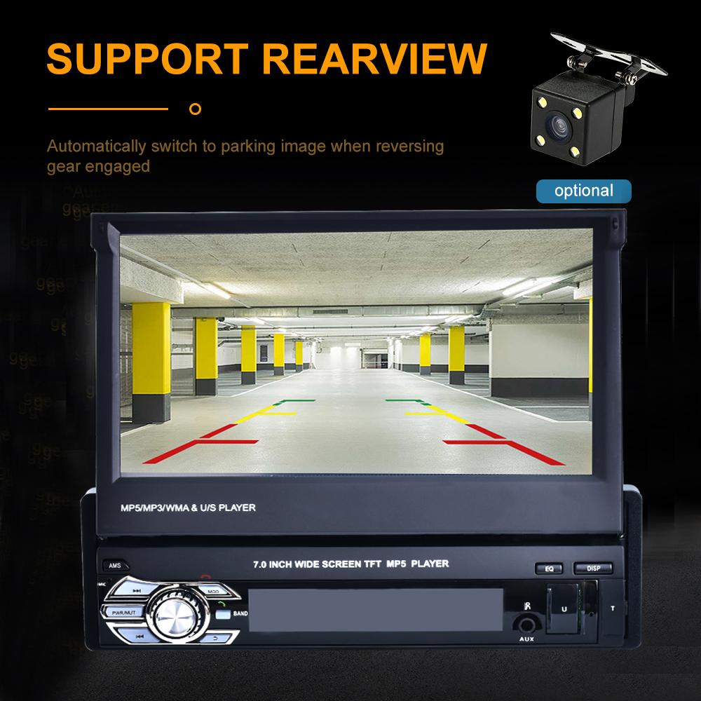 Reakosound Autoradio 1 Din 7'' Touch Screen Lettore multimediale universale per auto con ricevitore radio FM Bluetooth Supporto USB e telecamera posteriore