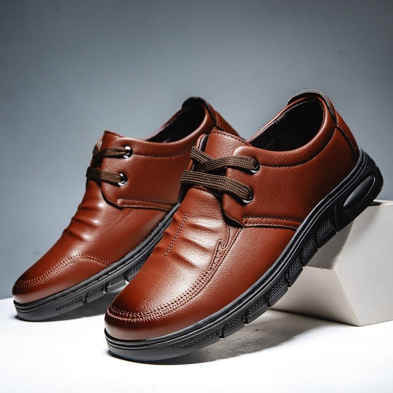Men's Shoes Men's Casual Leather Shoes Low Top Trend Versatile Ultra Light Bottom Dad Shoes Fashion Trend Leather Shoes