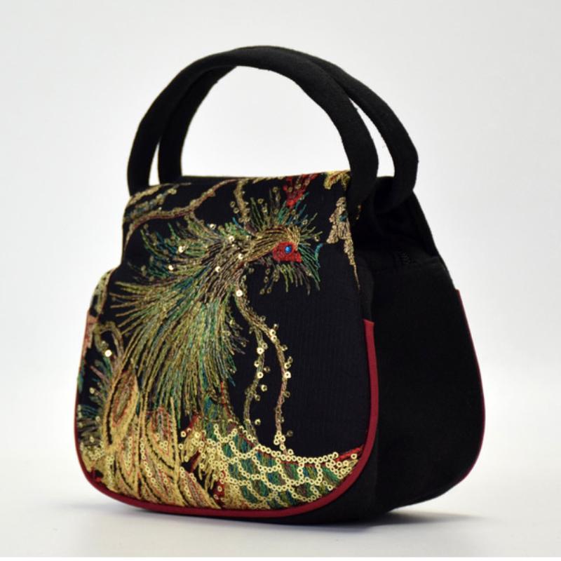 Ethnic style embroidered bag embroidered small bag peacock embroidered mini ladies handbag wrist bag