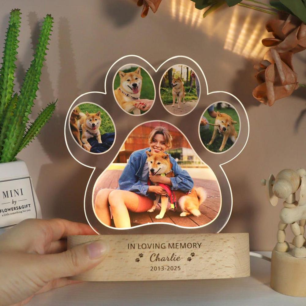 Personalized Pet Photo Memorial Night Light Light Up Dog Cat Memorial Plaque Pet Loss Keepsake Gift Sympathy Remembrance Gift