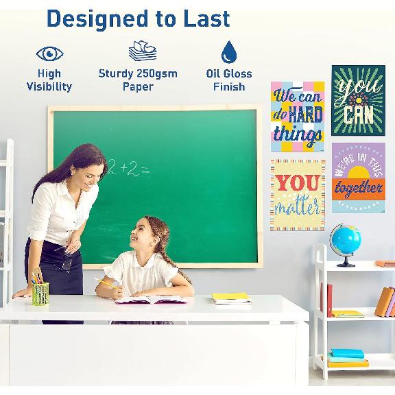 S&O Set of 15 Motivational Posters for Classroom - Study room Poster - pirational Teaching Zone Charts for High School - Motivating Prints for