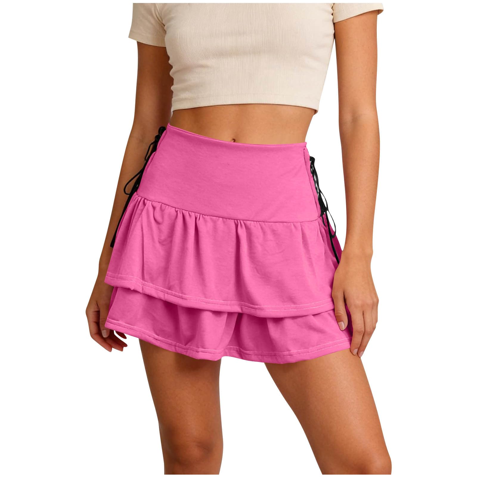 

Women s Fashionable Loose-Fit Ruffled Tie-Waist Casual Skirt L