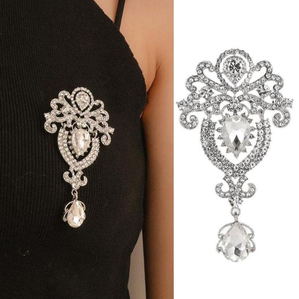 Teardrop Shape Crystal Brooch Luxury Crystal Brooch Pins  Dress Suit Accessories