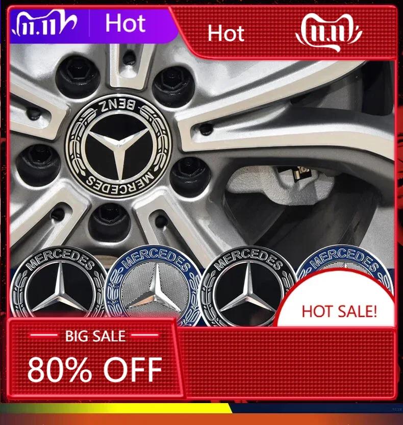 XEKVA1 For Mercedes Benz 4PCS 75mm Car Wheel Center Hub Caps Cover for Mercedes Benz B/C/E/S Class A Class C200L GLC GLK CLA Accessorie
