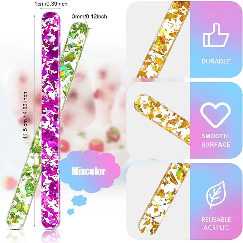 20Pcs Reusable Ice Cream Sticks Acrylic Popsicle Stick Clear Acrylic Ice Cream Sticks DIY Crafts BJL004