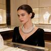 Double Layer Geometric Designs Collar Necklace with Imitation Pearls for Women Trendy Neckchain Fashion Jewelry