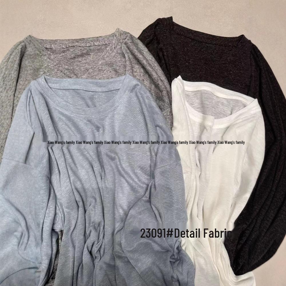 Xiao Wang's 2023 Summer Korean-style Loose Fit Plus Size Long Sleeve Sunscreen T-shirt