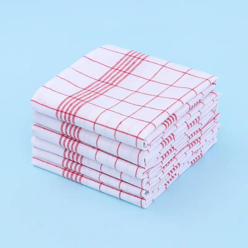 Vintage  Cotton Kitchen Towels - 6/12 Pack, Low Lint, Space-Themed Plaid Design, Hand Wash Only, Ideal for Home & Dining