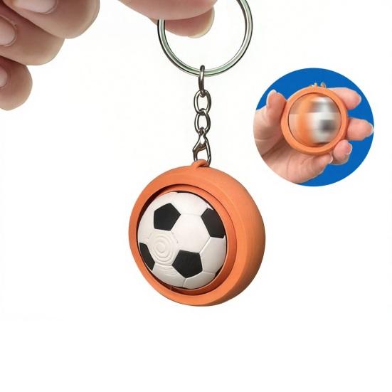 3D Printed Football Keychain, Mini Rotatable Football Fidget Keychain, Compact Stress Relief Sports Ball Key Chain for Keys Backpack Wallet Gift