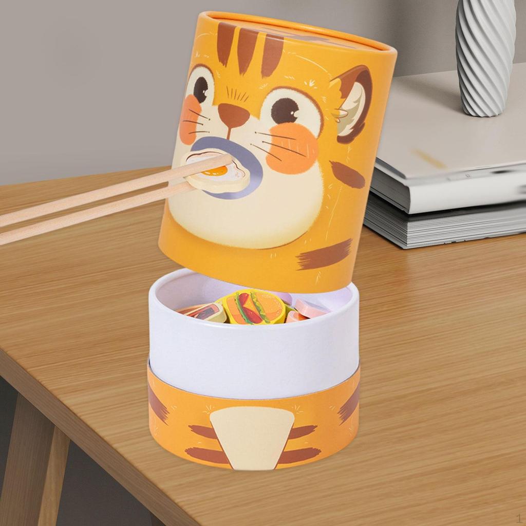 Animal Feeding Game Playset Pretend Food Play Set Spoon Practice Fine Motor Learning Wooden