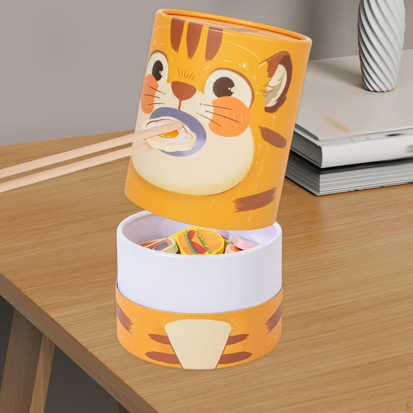 

Animal Feeding Game Playset Pretend Food Play Set Spoon Practice Fine Motor Learning Wooden