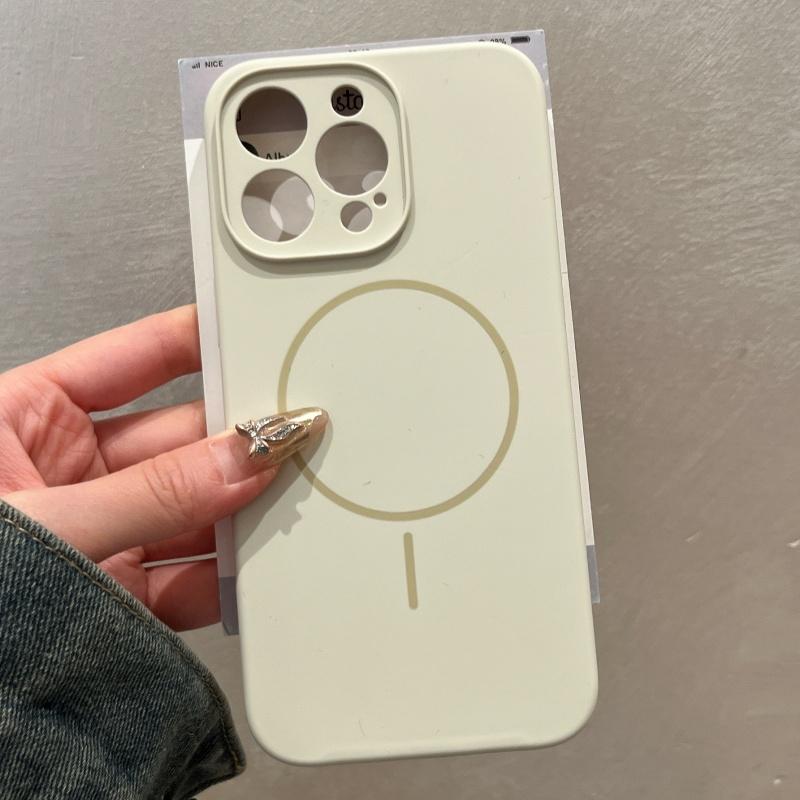 Original Liquid Silicone Soft Magnetic Case For iPhone 16 15 14 Plus 13 12 Pro Max Lens Protection Wireless Charge Plain Cover