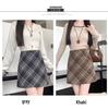 Women's High-Waist Plaid Wool A-Line Skirt - Slimming, Hip-Hugging, Autumn/Winter 2026 Style, Petite Fit