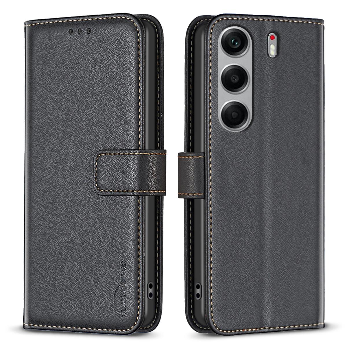 

BINFEN COLOR BF17 For TECNO Camon 40 4G Case Wallet Folio Flip Leather Cover Black