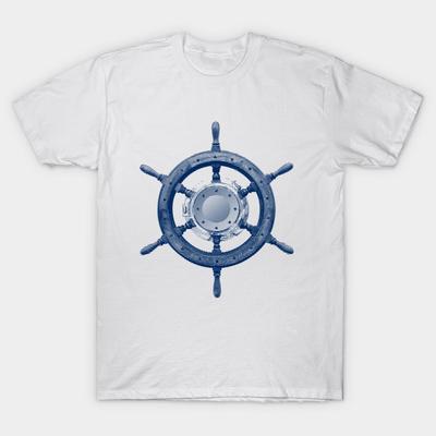 T Shirt Women Ship Rudder Blue Harajuku Print Kawaii Tshirt Summer Short Sleeve Female T-Shirt Top Tee