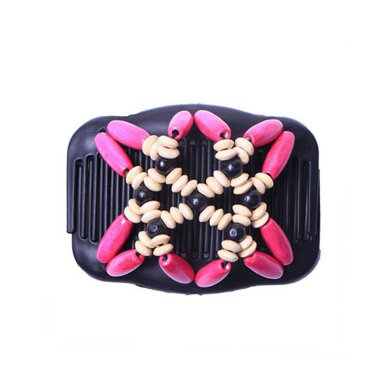 Women Vintage Wooden Beads Magic Hair Comb Hairpin Clip Double Slide Headwear