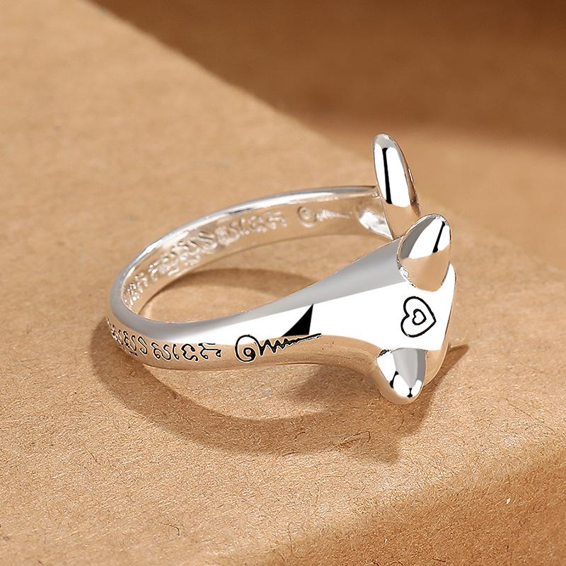 925 Sterling Silver Fox Ring Adjustable Simplicity Fashion Exquisite for Women Wedding Jewelry Accessories Gifts Wholesale