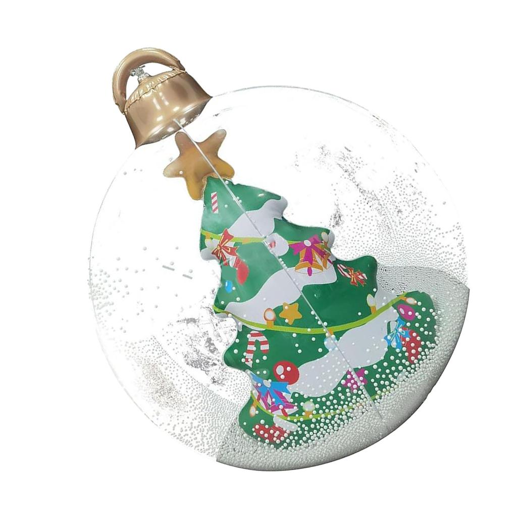 23.6in Inflatable Christmas Balls with LED Giant Light Up Decorated Ball PVC Foldable Clear Remote