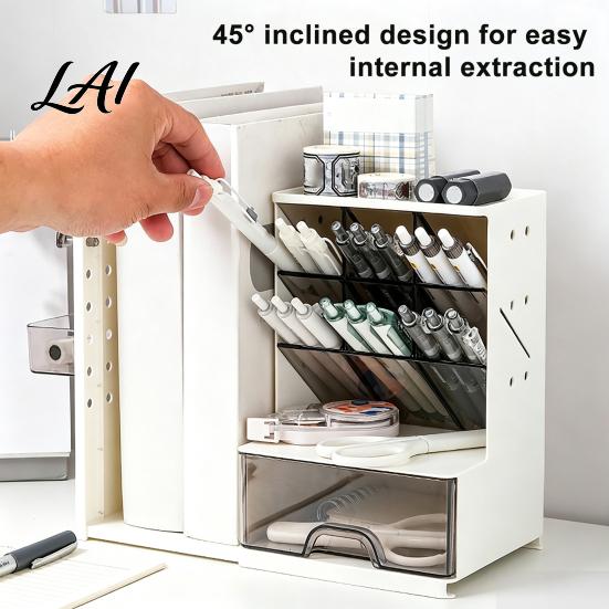 Adjustable Bookends for Book Pen Organizer with Retractable And Pegboard Multi-Functional Angled Makeup Student Dormitory Desk Accessories