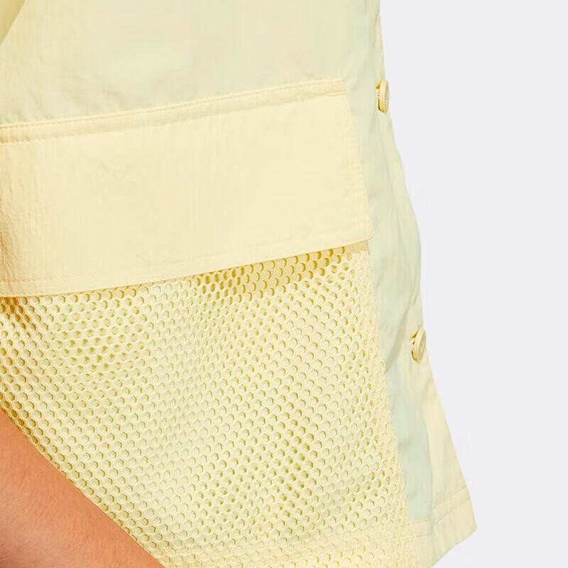 Adidas Neo Solid Color Suit Collar Casual Short Sleeve Shirt Women Shirts Yellow IB8890