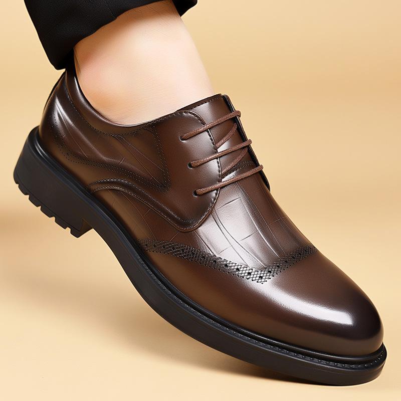 Korean British Style Platform Shoes for Men New Designer Cow Leather Brogue Shoes Male Fashion Casual Solid Color Dress Shoe Man