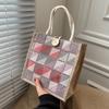 Karierte Canvas Hand-Leinentasche