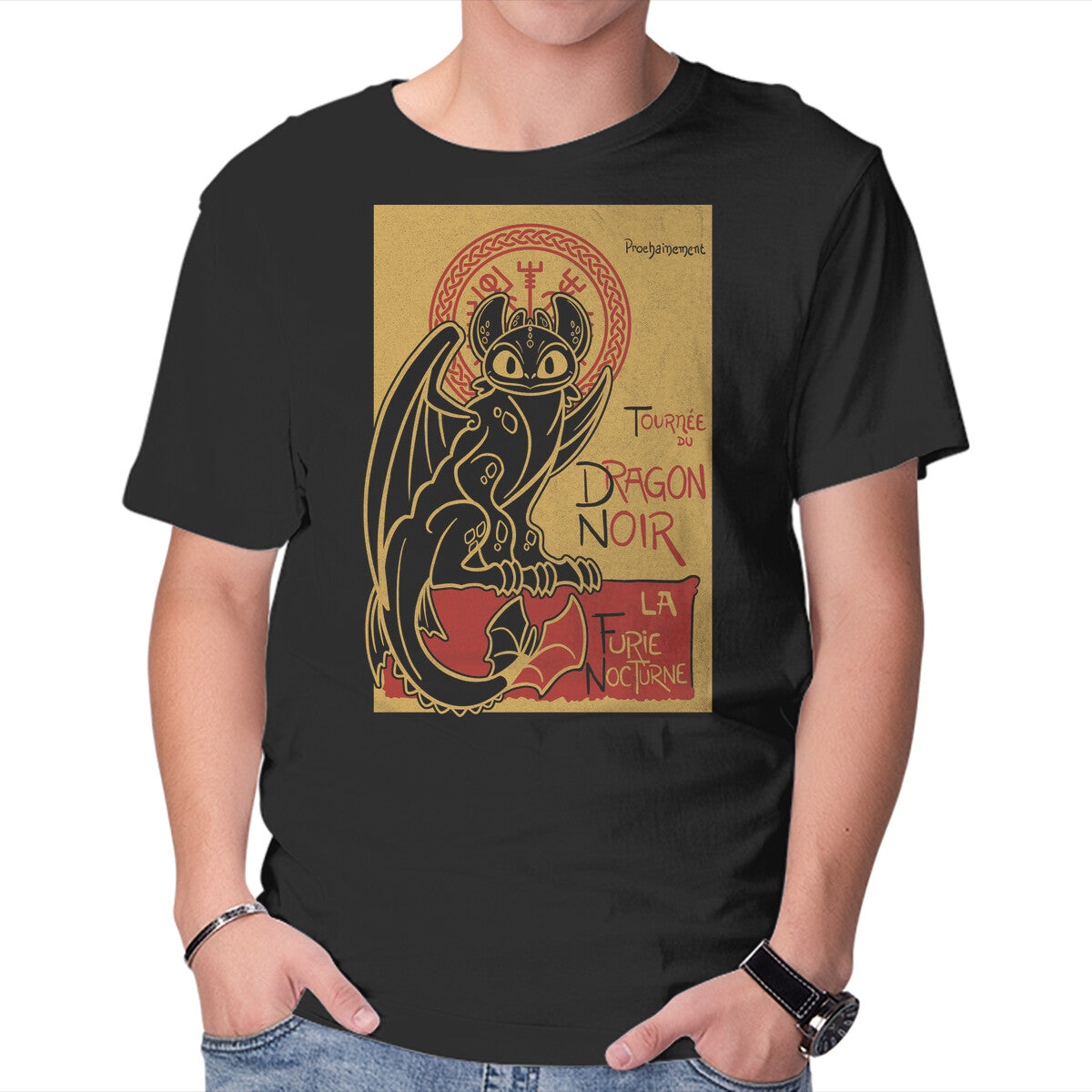 Unisex Crew Neck T-Shirt La Furie Nocturne Graphic Short Sleeve Casual Tee XL