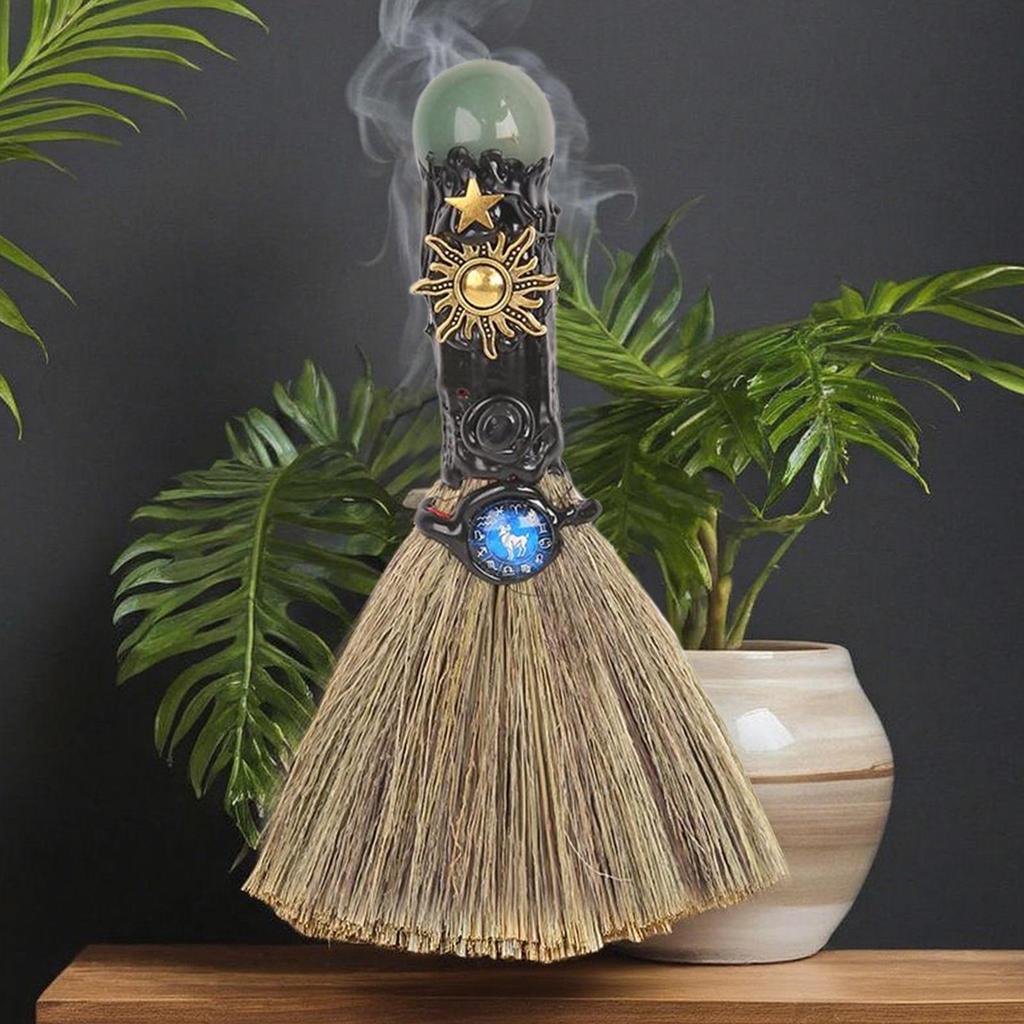 Halloween-Besen Kompakter Energie-Kristall Hexenbesen Für Schlafzimmer Reinigung Heilungsbedarf Heimdekoration Für Meditationsraum